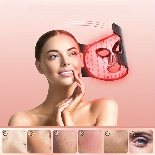 180 LED Beads 3 Modes Portable Led Face Mask Light with Remote, 850nm Mask with Timing Function at Home - Image 5