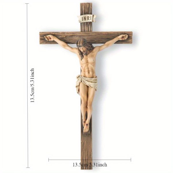 Resin Religious Wall Art - Jesus Christ Crowned with Thorns, Cross of Jesus, Indoor Decor for Home or Church, Spiritual Wall Decor | Elegant Craftsmanship, No Electricity Needed, Religious Wall Art - Image 2