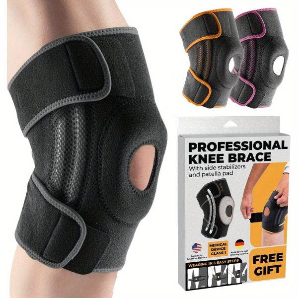 Professional Knee Brace with Side Stabilizers & Patella Gel Pads - Adjustable Snap Closure, Breathable Mesh & Durable Fabric for Maximum Knee Support, Fast Recovery - Men & Women, Knee Brace for Knee, Sports Knee Brace, Secure Fit Design, Comfortable Fit, Active Lifestyle, Secure Fit Brace, Breathable Material, Active Lifestyle Gear