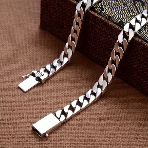 S925 Sterling Silvery Cuban Necklace Tide Chain Men'S Fashion Ins Hundred Men'S And Women'S Hip Hop Thick Bully Neck Chain Hip Hop Trend Party Holiday - Image 6