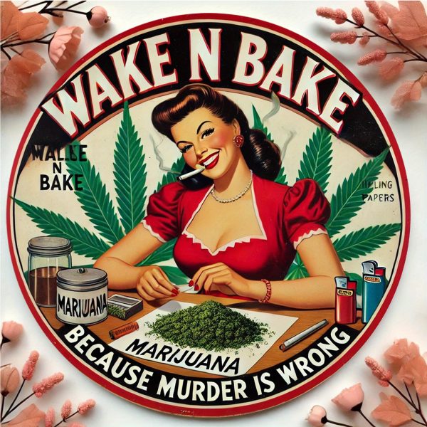 2D Flat - 1pc, New Product- 146& Morning Wake-Up, Smile To Relieve Worry Theme 2D Round Aluminum Sign Aluminum Foil Engraved Wall Decoration, High-Definition Printing, Retro Style Metal Aluminum Wall Art Poster, Suitable For Backyard Wall, Humorous Deco - Image 2