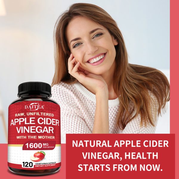 Apple Cider Vinegar Capsules 1600mg - Supports Digestion and Energy Levels for Men and Women - 120 Capsules - Image 3