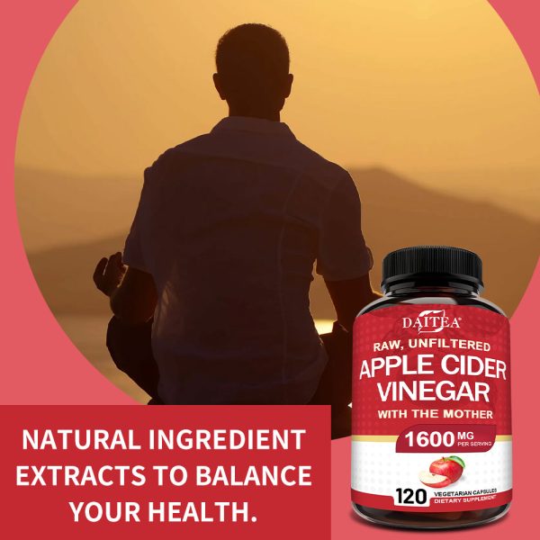 Apple Cider Vinegar Capsules 1600mg - Supports Digestion and Energy Levels for Men and Women - 120 Capsules - Image 6