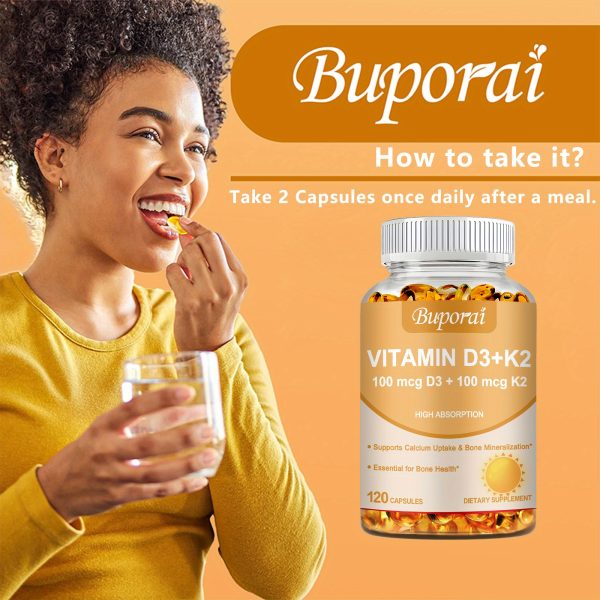 Vitamin D3 K2 - Joint & Bone Health, Supports Calcium Absorption, Premium Formula - 120pcs - Image 5