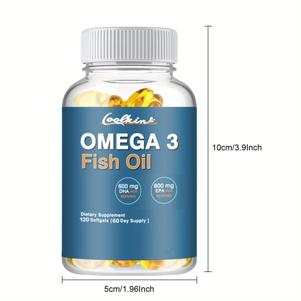120pcs Omega 3 Fish Oil with EPA & DHA - Supports Vision, Light Beige, Heart & Brain Health - Essential for Overall Wellness - Image 8